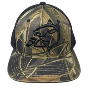 Hobie Trucker Hat Brown Black OS Snapback Camo Fish Logo Mesh Adjustable Fishing